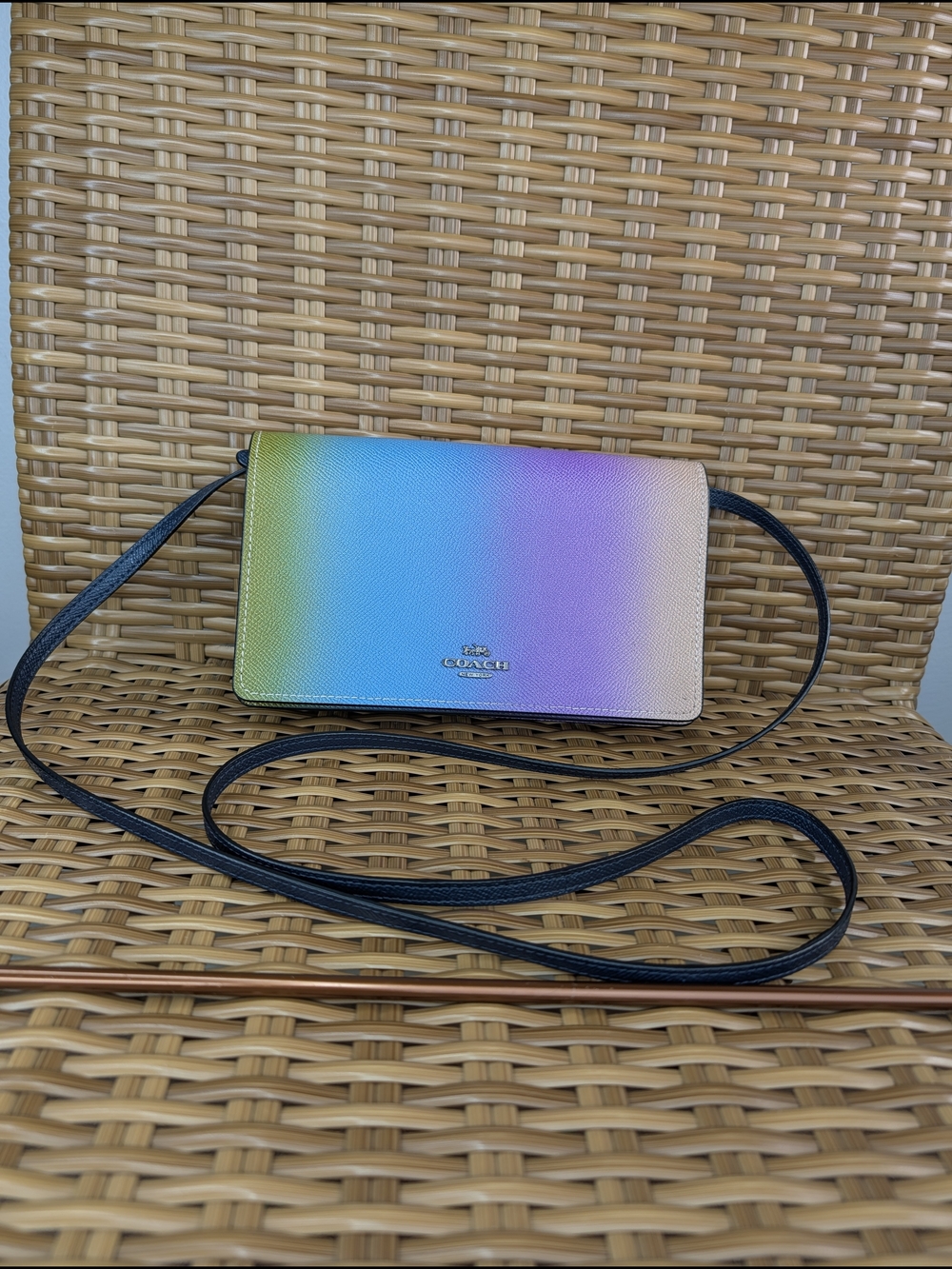 Coach Hayden Ombre Multi-Colored Leather Crossbody Bag Clutch Wallet Small